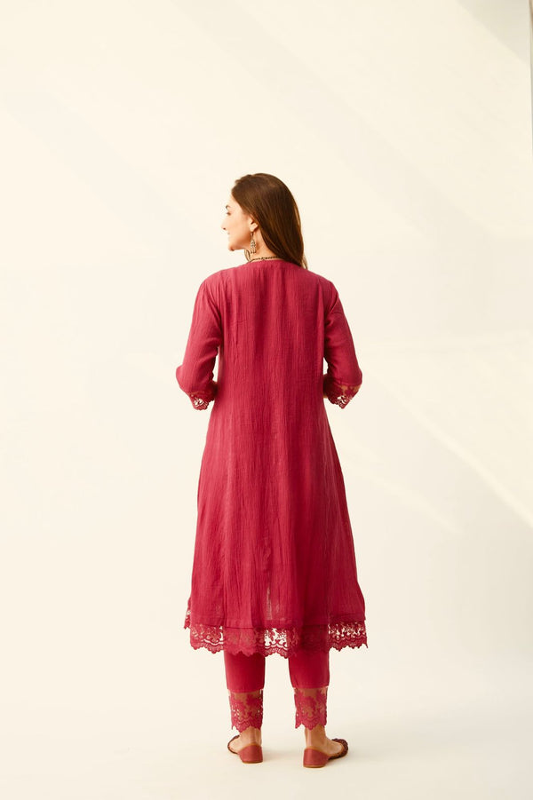 Mahjabeen Red Kurta