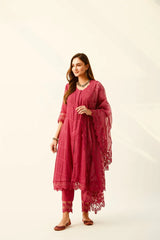 Urmi Daga in Mahjabeen Red Kurta Set