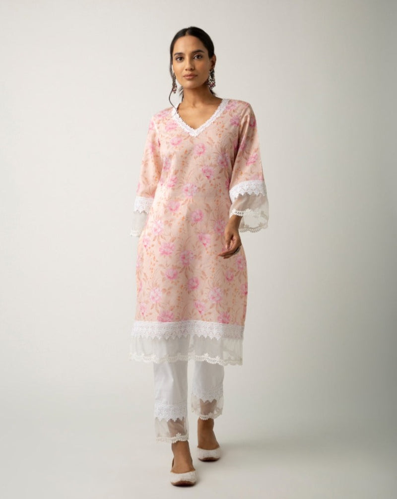 Keya Peach Kurta