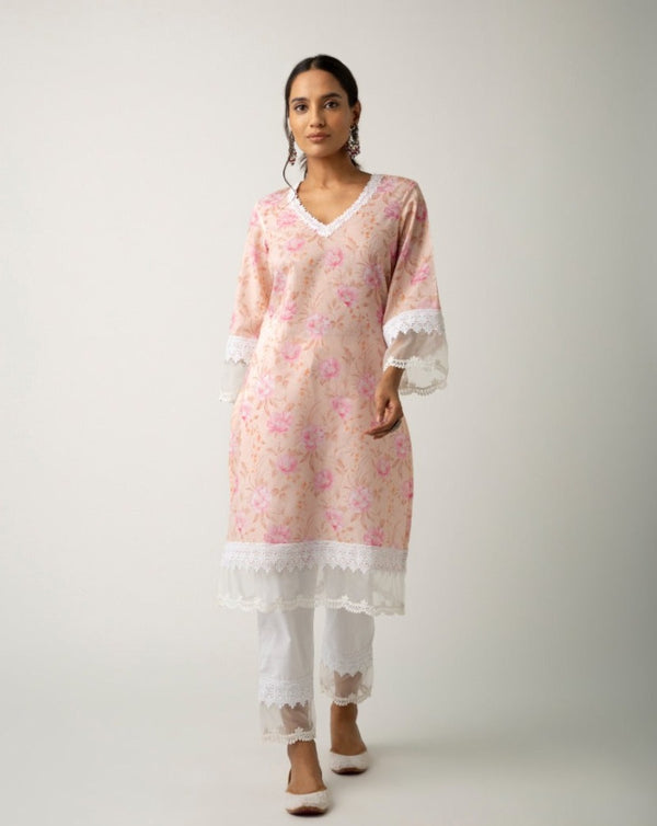 Keya Peach Kurta Set