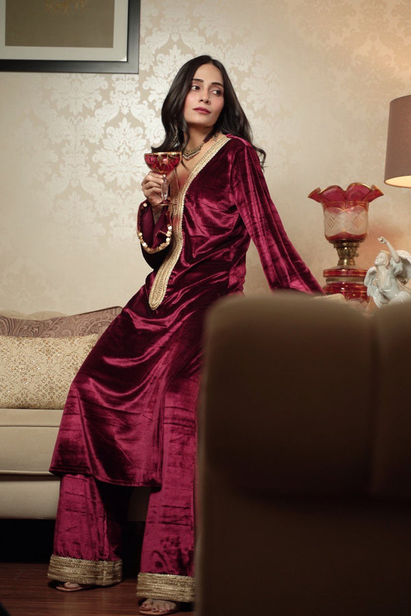 Nargis Maroon Kurta Set