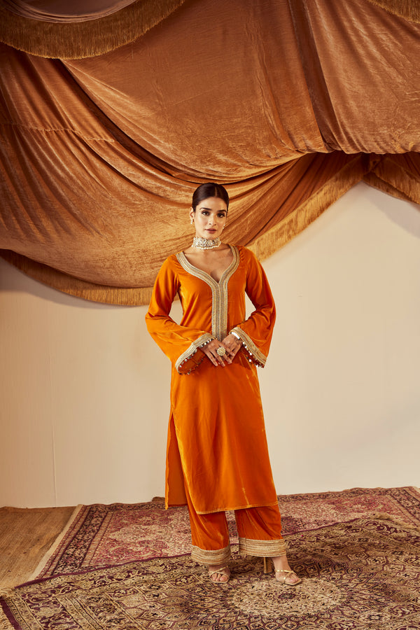 Nargis Orange Kurta Set