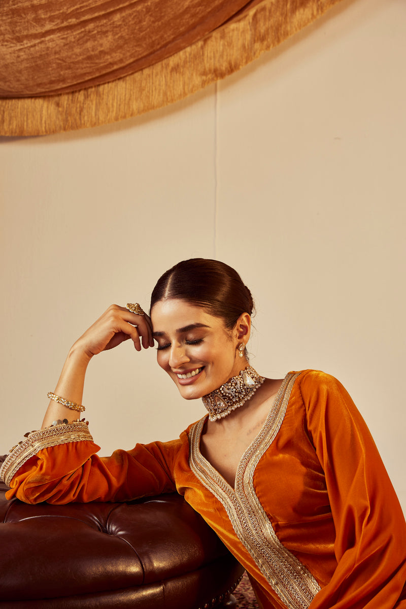 Nargis Orange Kurta Set